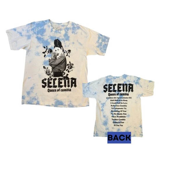 selena Tops - Selena Queen of Cumbia Tie Dye T‎ Shirt Large Tour Style Graphic